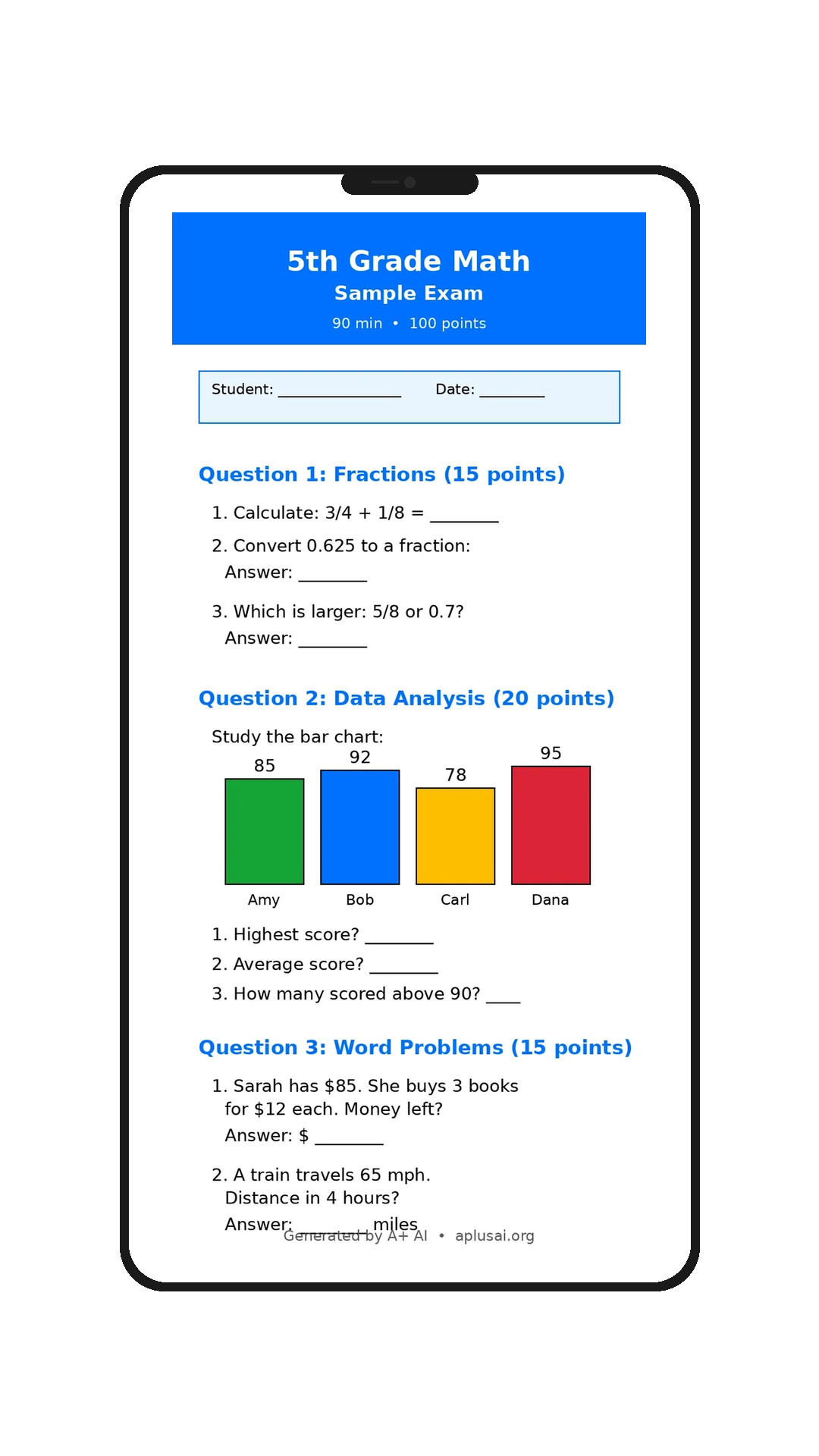 APlusAI exam preview